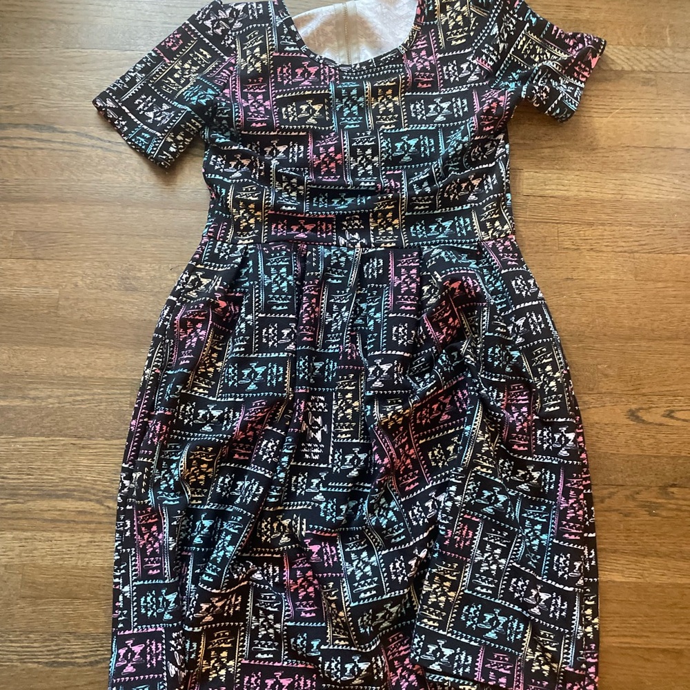 LuLaRoe Multicolor Geometric Midi Dress